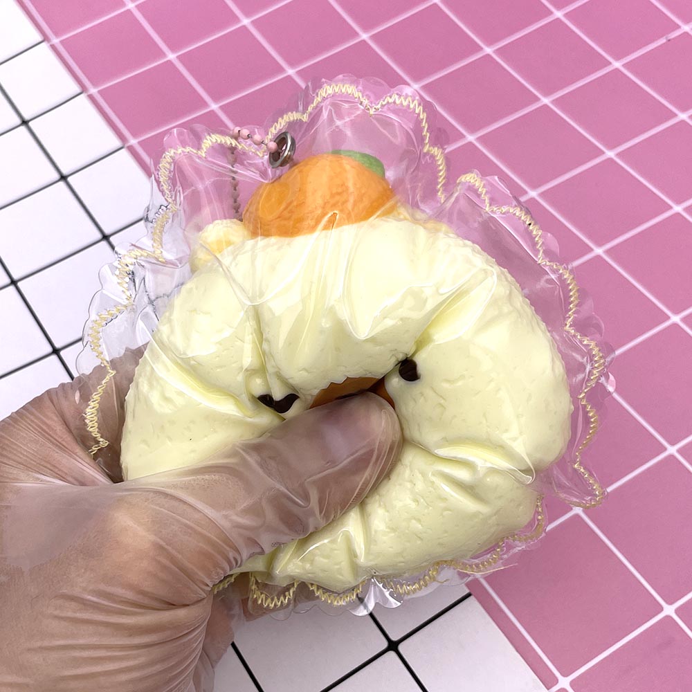 Orange-Top Bear Head Taba Squishy Toy